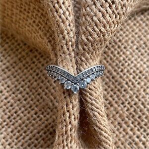 Princess Wishbone Ring Sterling silver 925 stackable ring Size 6